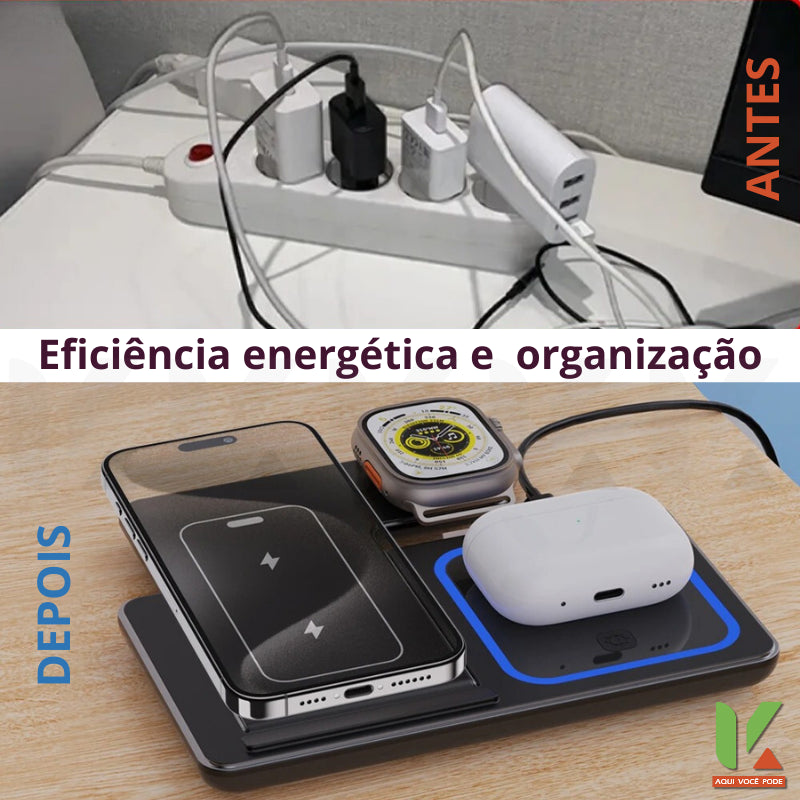 K´ Carregador Wireless Sem Fio Carregamento Rápido, Celular, Apple Watch e AirPods