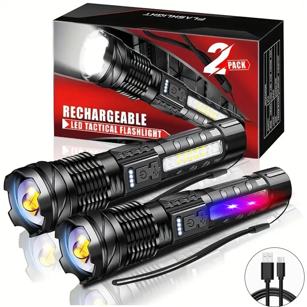 K´Lanterna LaserMAX Ultra com luz lateral, USB recarregável, lâmpada Zoom, Camping e Pesca